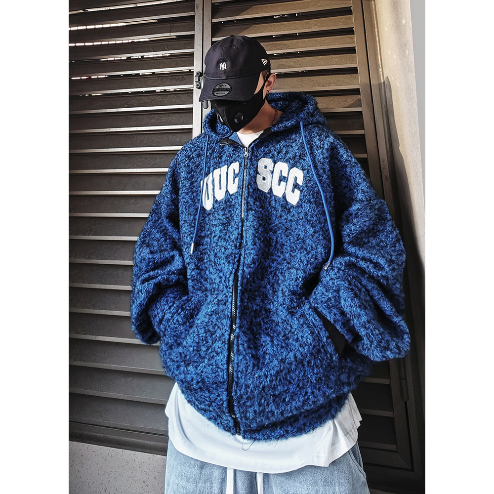 潮牌马海毛基础款连帽卫衣