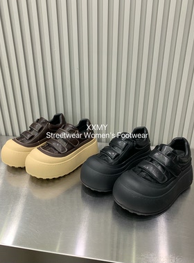 厚底魔术贴面包鞋女2026秋新款复古美拉德大头松糕鞋增高休闲板鞋