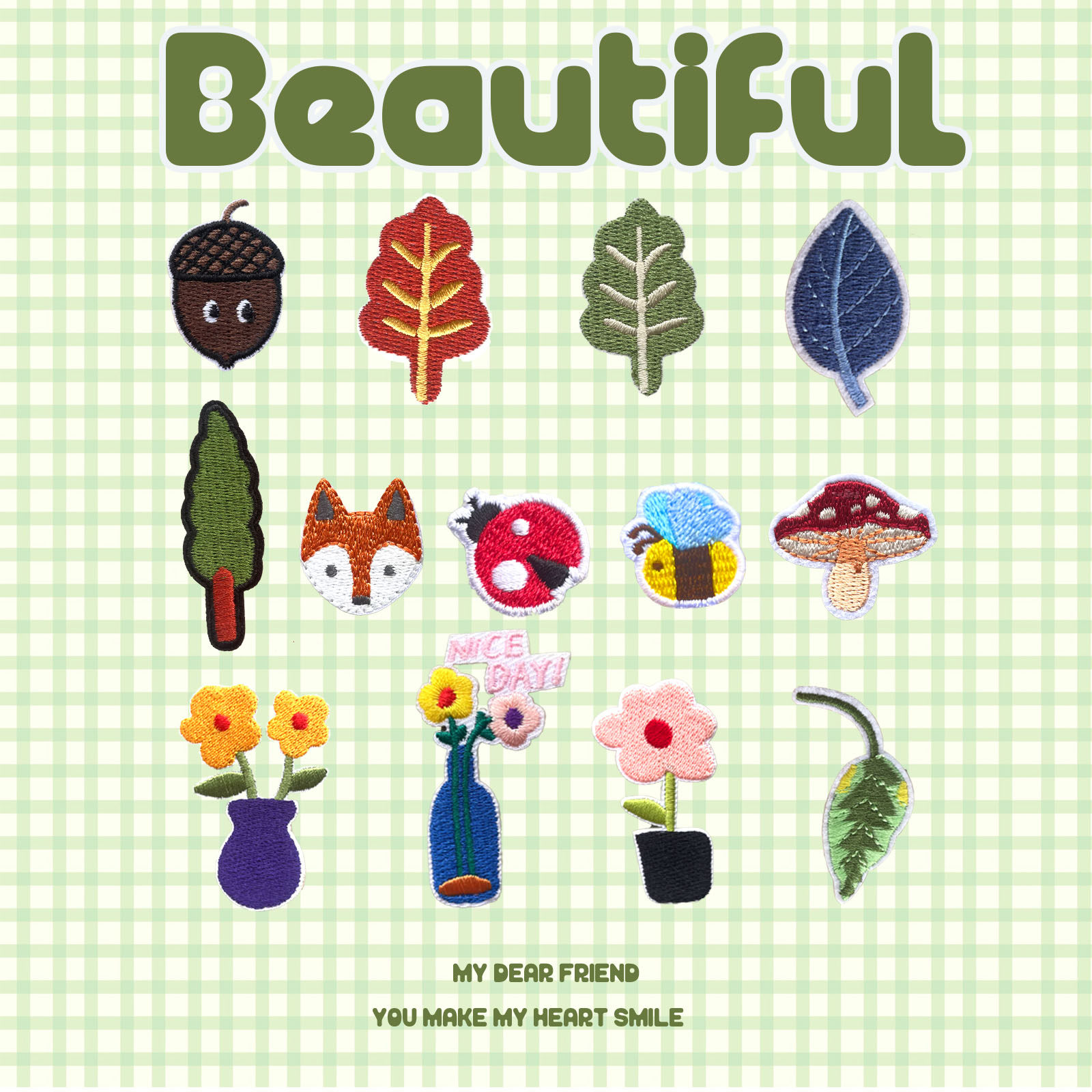 绿叶刺绣植物补丁贴花瓶衣服装饰手工帆布包84消毒迹遮盖布贴熨烫,居家布艺,布贴,淘宝优惠券,粉丝福利购,淘宝优惠卷