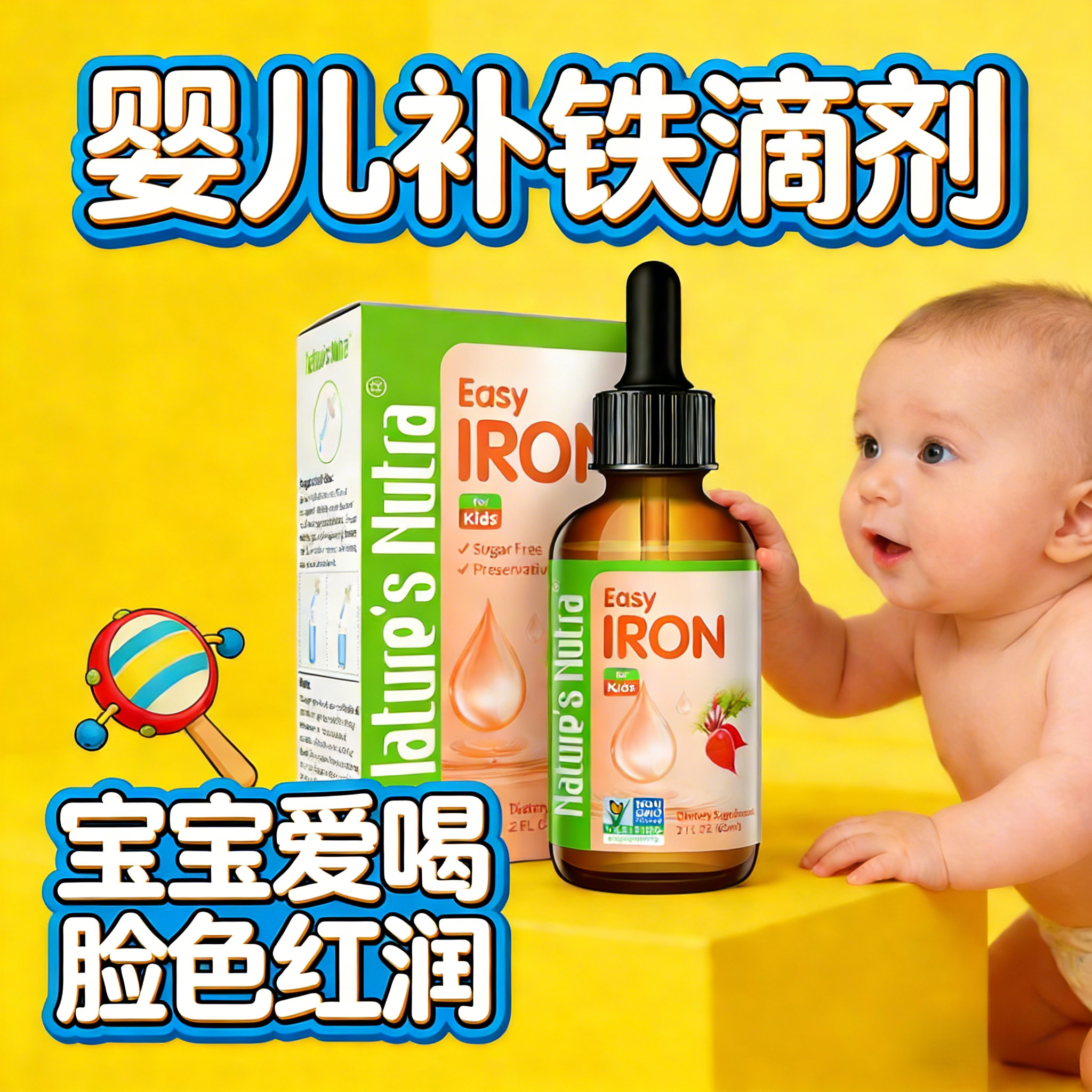 婴儿补铁滴剂莱思纽卡水滴版早产婴幼儿新生儿甘氨酸亚铁滴剂