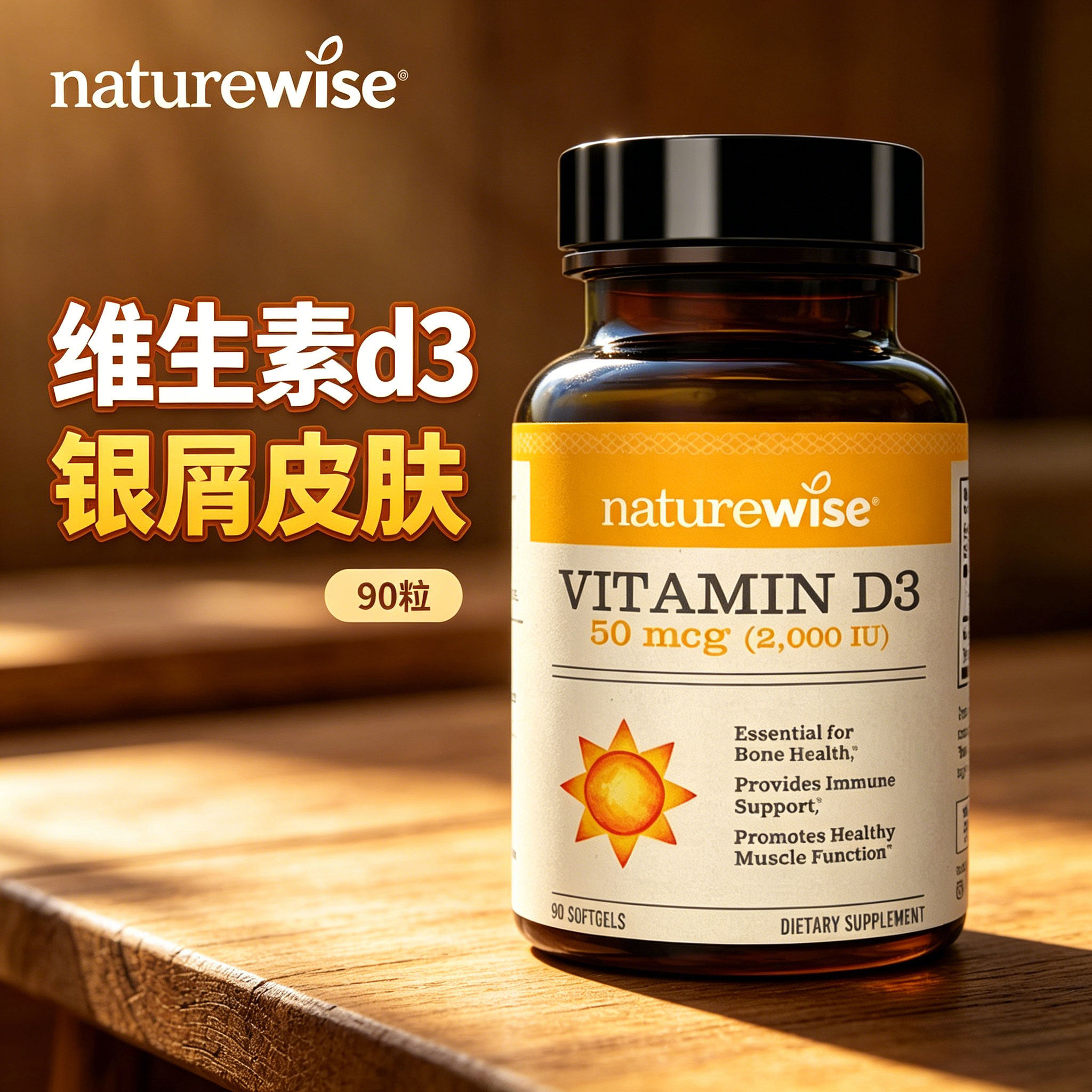 维生素d3银屑专用皮肤屏障修复维他命D3软胶囊美国进口维d32000iu