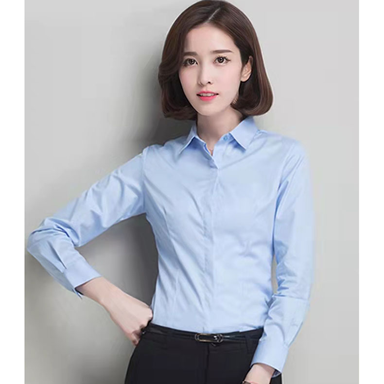 女士长袖竹纤维衬衫职业装工作服弹力修身女秋装制服正装