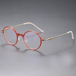 超轻眼镜框架适合高度近视now6508同款 4.4g复古圆框纯钛小脸学生