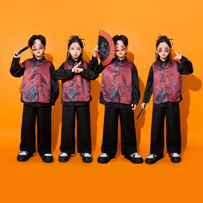 儿童中国风服装街舞嘻哈演出服