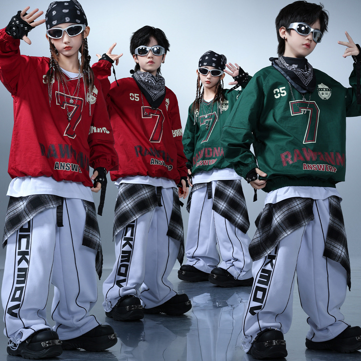 儿童街舞潮服少儿炸街嘻哈风套装男童hiphop帅气表演服女童爵士舞