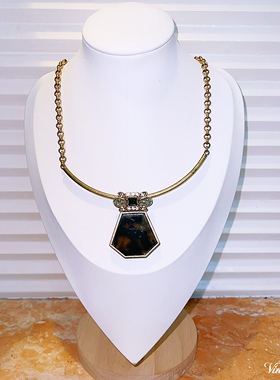 「福利」玳瑁色亚克力吊坠项链 ◆vintage复古配饰H1099