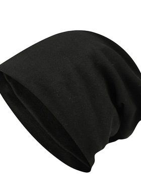 包头帽男冷帽秋冬季睡帽头巾帽防寒帽子冬天堆堆帽女黑色套头帽潮