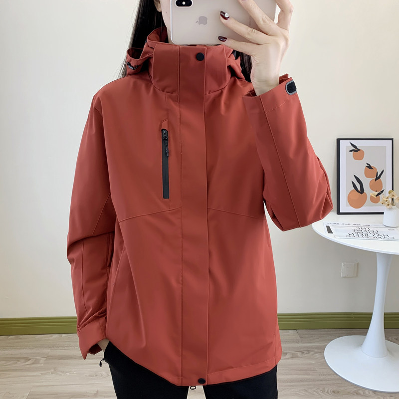 新款户外三合一羽绒冲锋衣女鸭绒内胆可拆卸外套露营防水登山服男