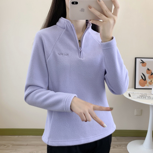 探拓户外保暖抓绒衣女摇粒绒内搭打底冲锋衣内胆半拉链加绒卫衣男