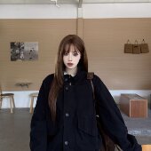 实拍美式 复古水洗立领口袋工装 外套春秋纽扣重工宽松牛仔夹克