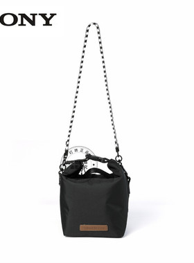 索尼黑色插扣小方包简约斜挎包手提单肩相机包男女士百搭学生小包