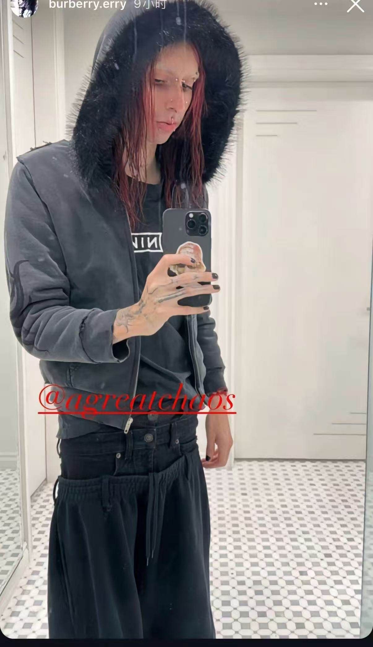 thumbnail for {Showmanship} 24FW dragon fur collar washed distressed polar fleece Asut garment dyed heavy jacket