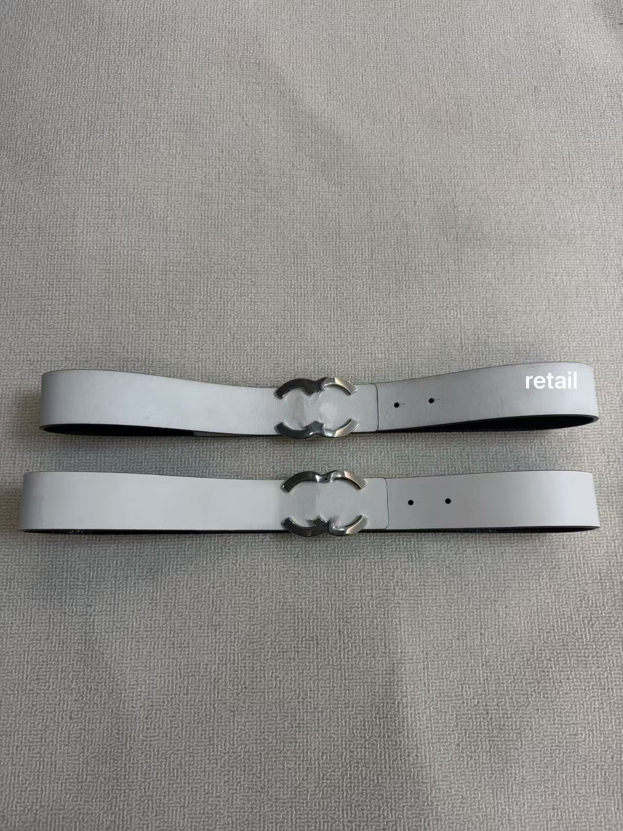 thumbnail for CL Reversible Belt Double-sided black-and-white retractable Double C belt