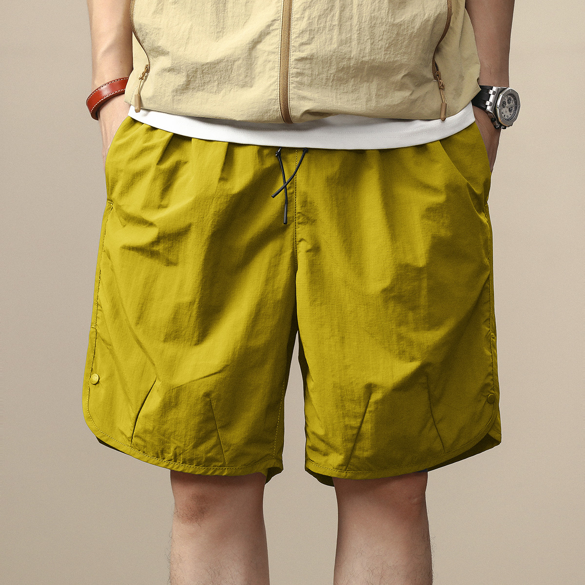 格蓝鹿美式轻薄速干短裤男2025夏季新款宽松休闲运动五分裤中裤潮