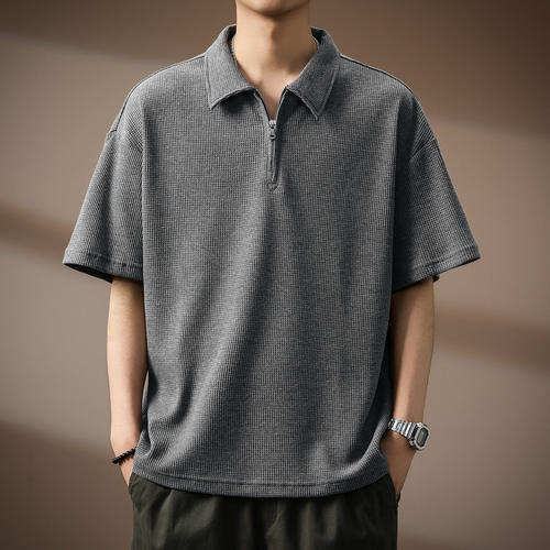高端重磅260g华夫格Polo衫男