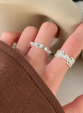 芭蕾系列蕾丝珍珠戒指轻奢高级感设计开口指环时尚优雅百搭食指戒