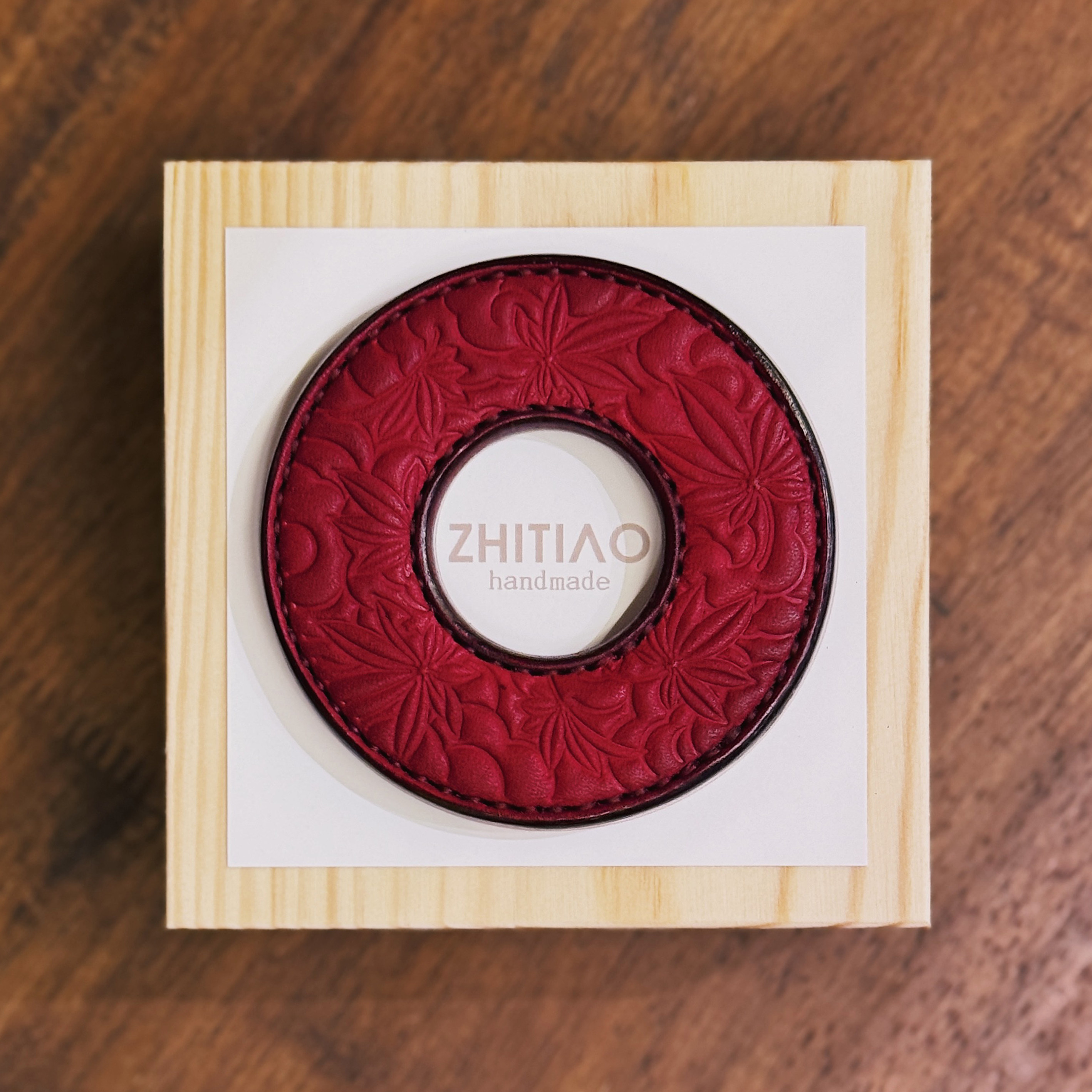 纸条手作 手工牛皮竹刀锷 竹剑刀锷 剑道刀镡TSUBA 枫林云海