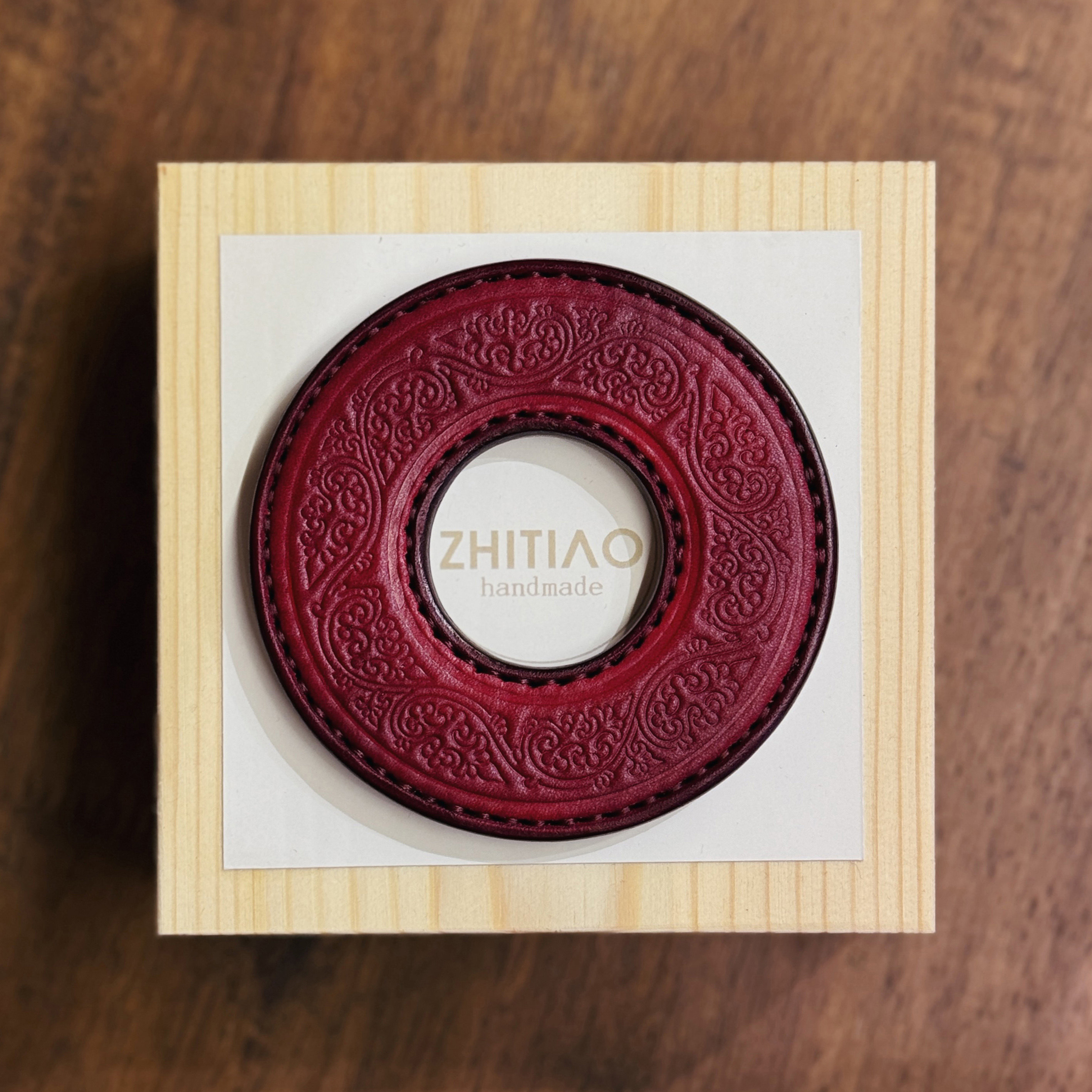 纸条手作 手工牛皮竹刀锷 竹剑刀锷 剑道刀镡TSUBA 金银忍冬