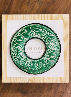 纸条手作 手工牛皮竹刀锷 竹剑刀锷 剑道刀镡TSUBA 猫侍武者 雾蜡