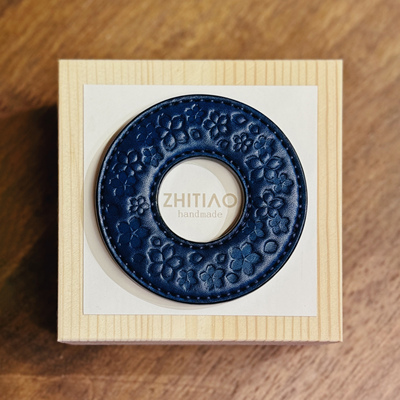 纸条手作 手工牛皮竹刀锷 竹剑刀锷 剑道刀镡TSUBA 樱雪飘舞