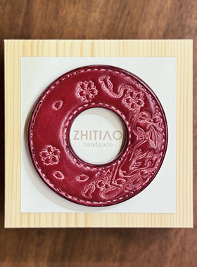 纸条手作 手工牛皮竹刀锷 竹剑刀锷 剑道刀镡TSUBA 御先稻荷 雾蜡