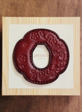 纸条手作 手工牛皮木刀锷 木刀刀锷 剑道刀镡TSUBA 御先稻荷