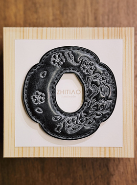 纸条手作 手工牛皮木刀锷 木刀刀锷 剑道刀镡TSUBA 御先稻荷 雾蜡