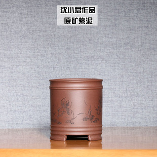 宜兴紫砂花盆名家沈小君手工制原矿紫泥小盆兰花多肉菖蒲盆栽绿植