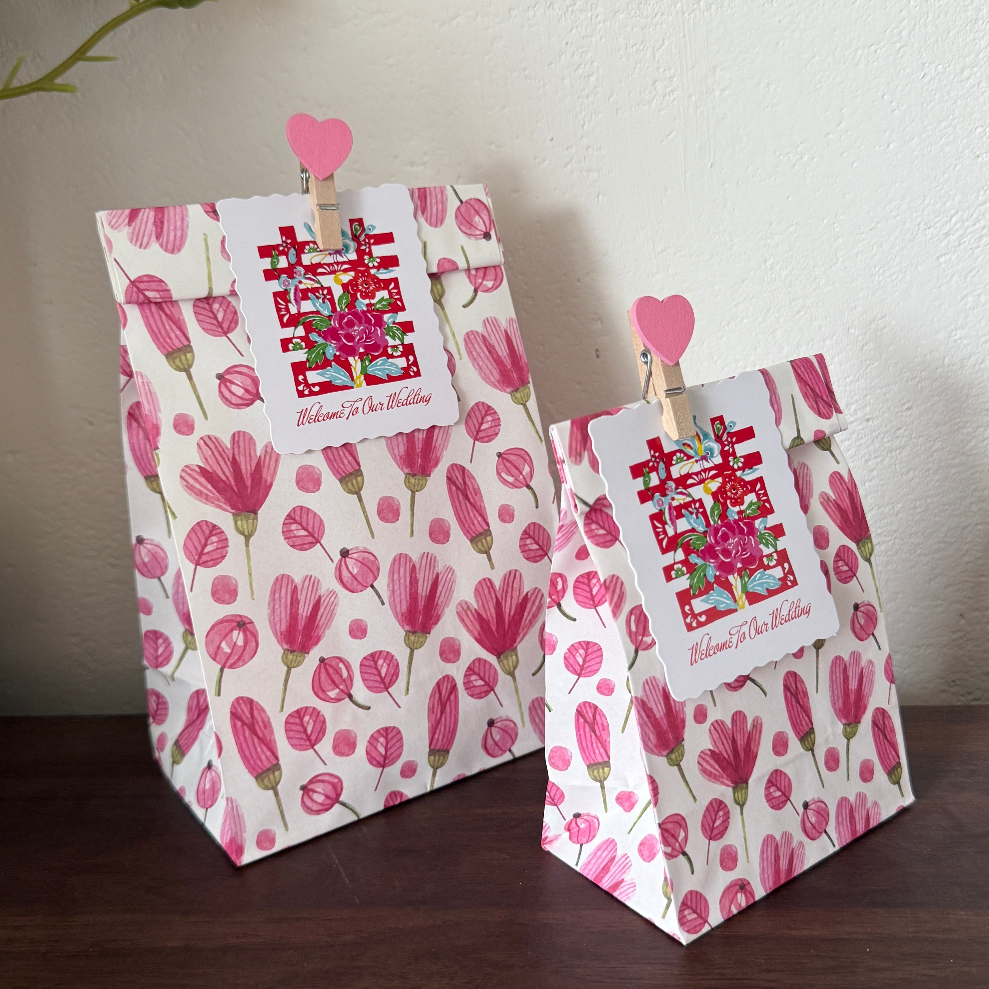 浪漫花海白牛皮纸喜糖袋婚礼伴手礼包装袋懒人备婚免折糖盒少女心
