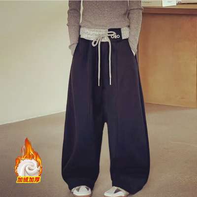 儿童弯刀裤束脚裤男女童加绒加厚2025新款卫裤休闲中大童韩版百搭