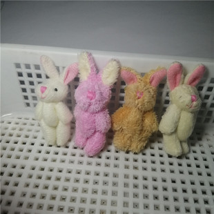 毛绒玩具娃娃4cm长毛小兔子儿童服装毛衣胸别针原材料配件装饰品