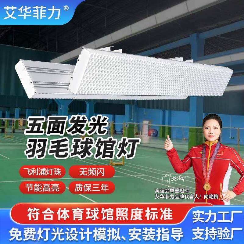 LED羽毛球馆灯防眩蜂窝格栅80W球馆吊灯室内长条型羽毛球馆照明