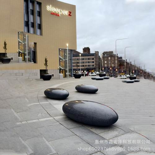 玻璃钢鹅卵石座椅广场休息坐凳酒店商场公园休闲躺椅户外椭圆坐凳