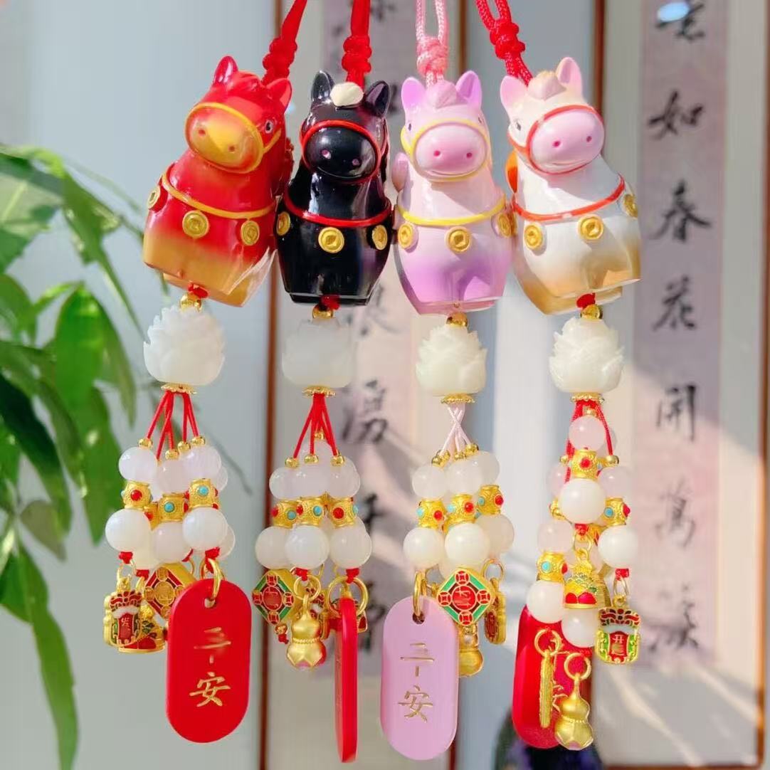 杭州灵隐2025好运小福马马年新年汽车车载后视镜挂件装饰包挂车挂