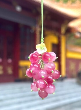 杭州灵隐文创抱暴富阳光红提夏日红提红葡萄手机链车包包挂件饰品