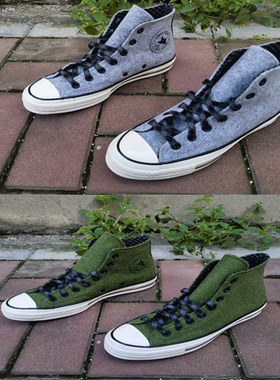 秋冬款毛呢面料匡威男女同款高帮休闲鞋A04284C，A04285C