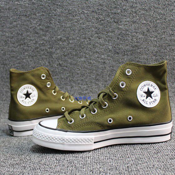 做旧脏绿色~CONVERSE匡威1970S三星标男女高帮休闲帆布鞋169777C