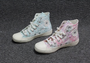 匡威大理石印花炫彩扎染烫银工艺高帮女子帆布鞋 A02035C A02034C