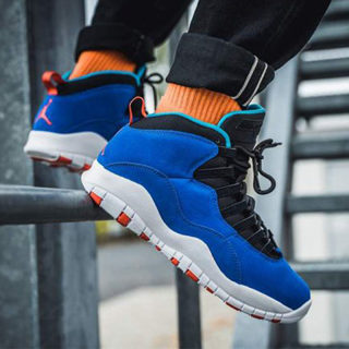 烽火 Air Jordan 10 AJ10 手稿 黑蓝高帮篮球鞋 310805-408