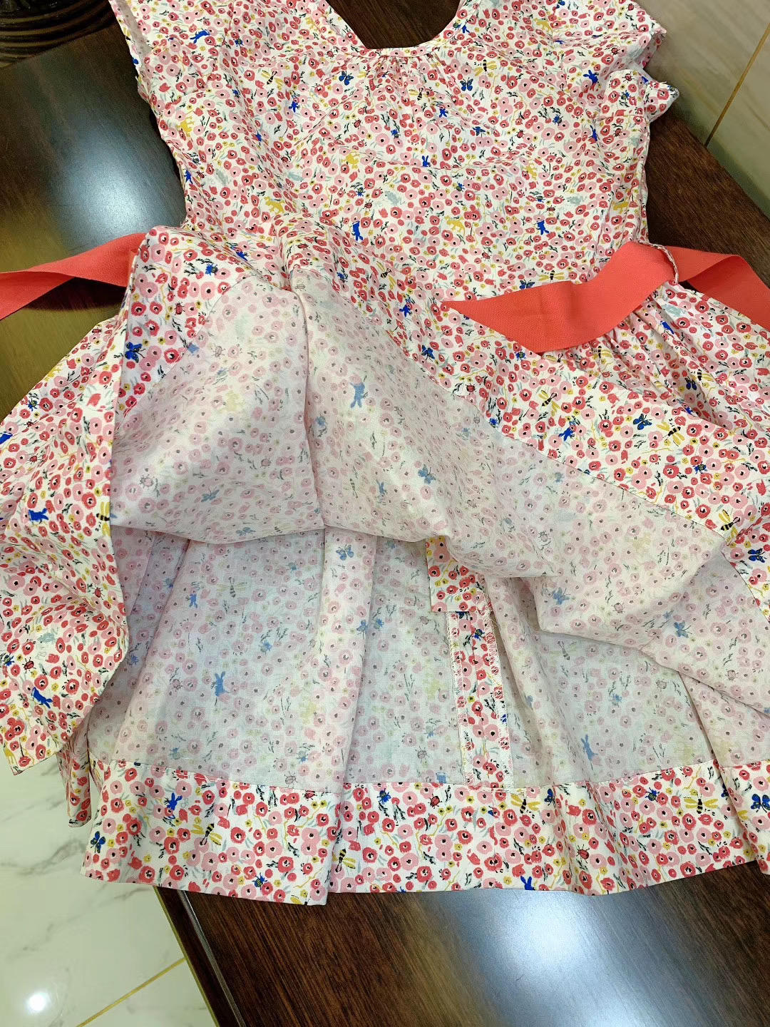 童装法国10岁纯棉碎花短袖连衣裙