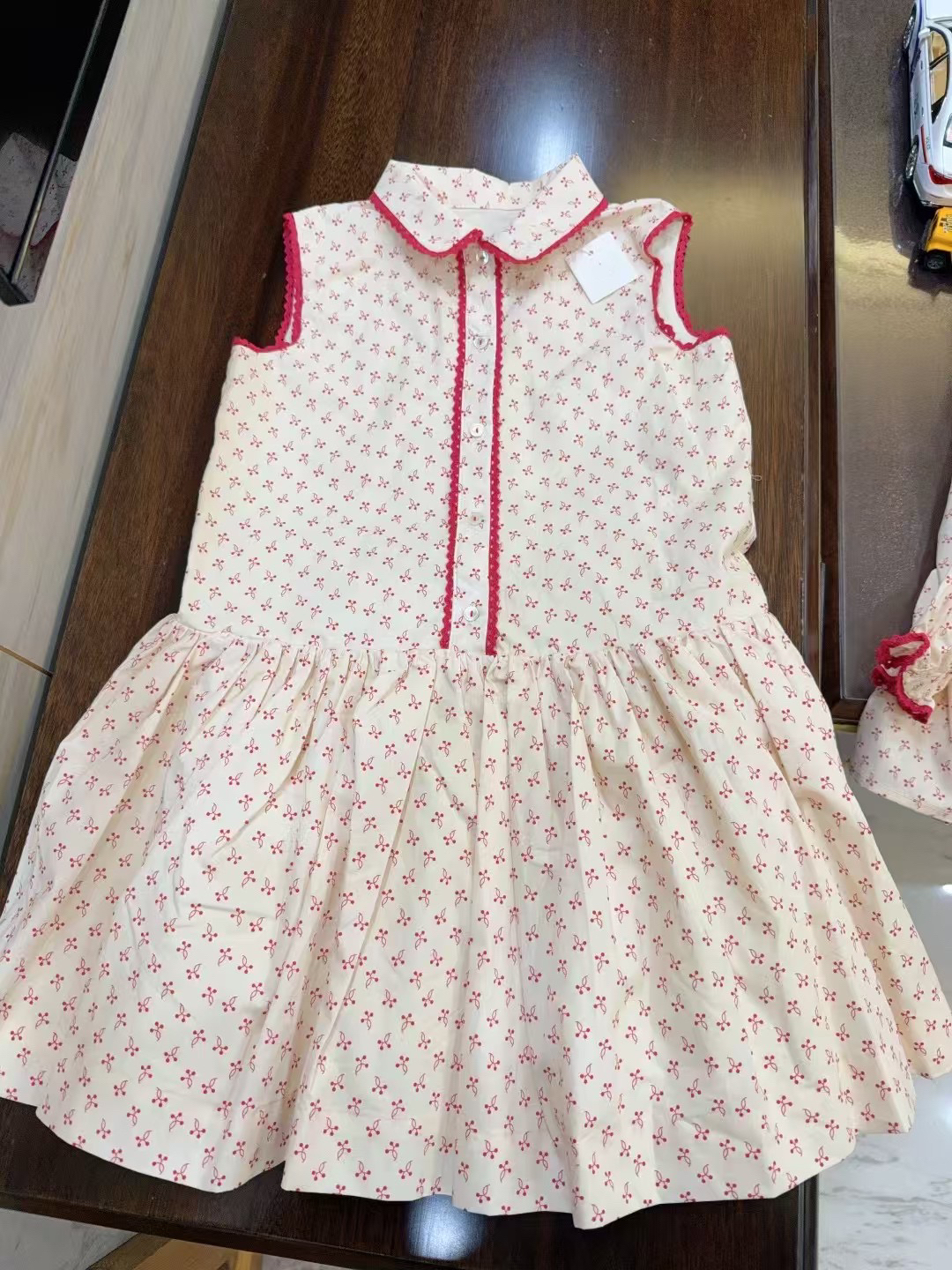 25春夏女大童樱桃刺绣印花无袖连衣裙全棉公主裙柔软双层4-14包邮