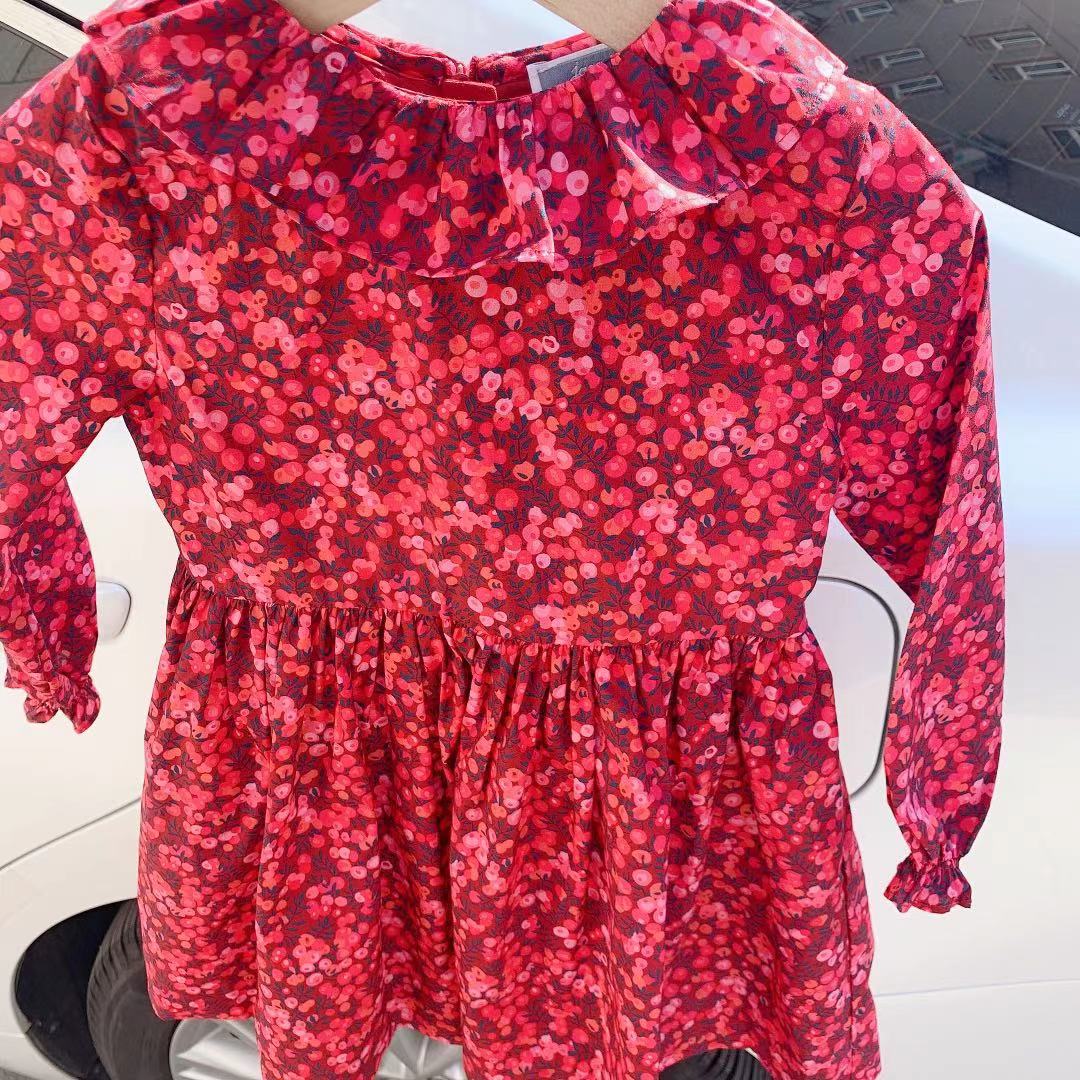 童装法国荷叶边礼服长袖连衣裙