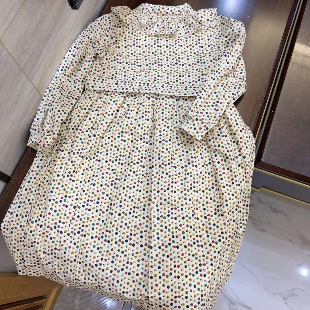 法单优质童装24秋冬新款女大童波点连衣裙儿童裙子长裙衬衣裙