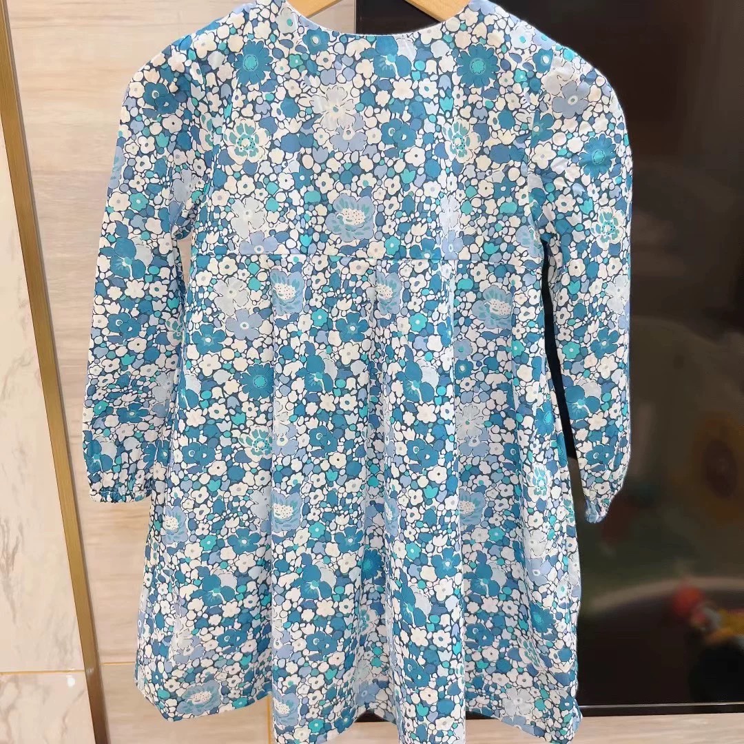 3-12岁法式童装25春秋女童纯棉碎花长袖连衣裙公主裙秋新款包邮