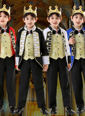儿童欧式宫廷西装礼服乐器演出服男女万圣节装扮仪仗队套装王子服