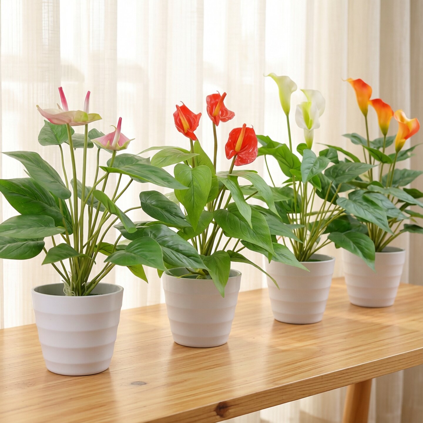 仿真绿植红掌PU假马蹄莲假花室内落地盆栽客厅家居装饰假植物摆设