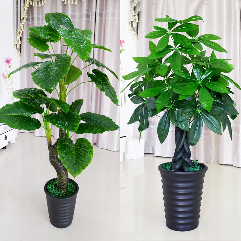假花仿真发财树装饰植物室内滴水观音栽客厅花大型落地树绿植盆景