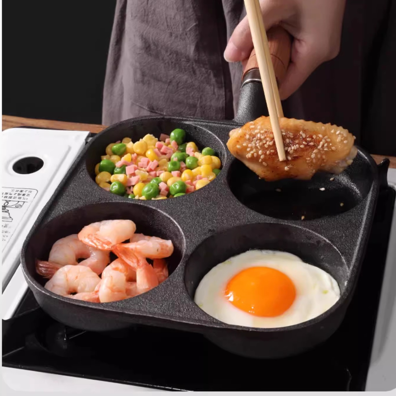 早餐煎蛋锅铸铁无涂层汉堡锅模具