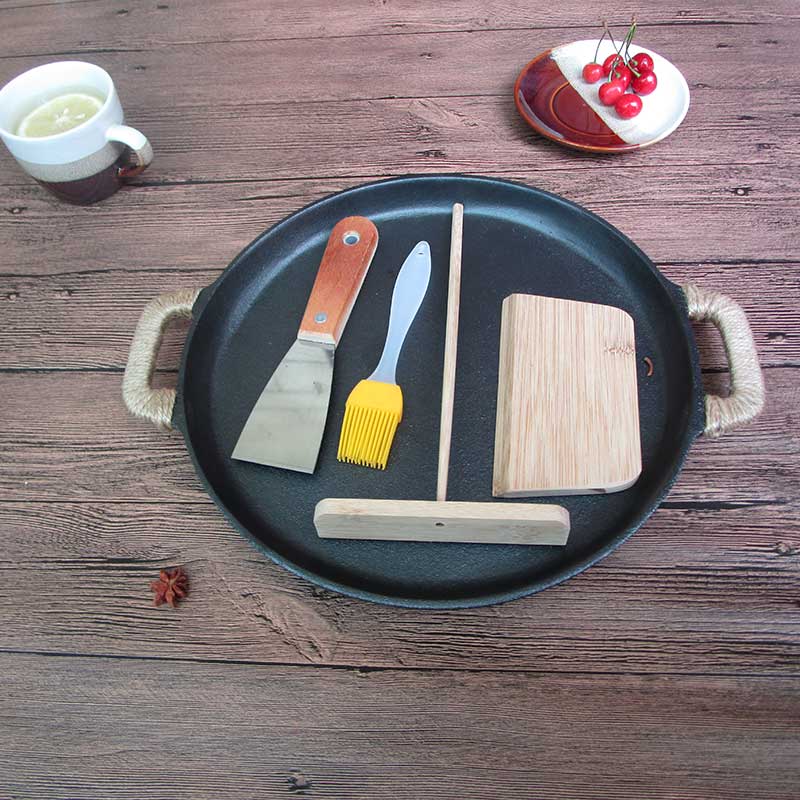 铸铁煎饼锅无涂层加厚带沿鏊子