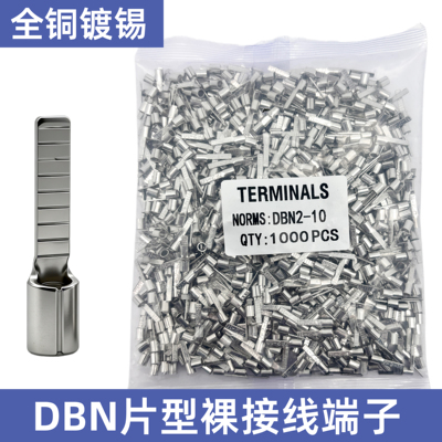 DBN1.25/2/5.5/8/14-10/14/18片形紫铜冷压接线端子裸端头线鼻子